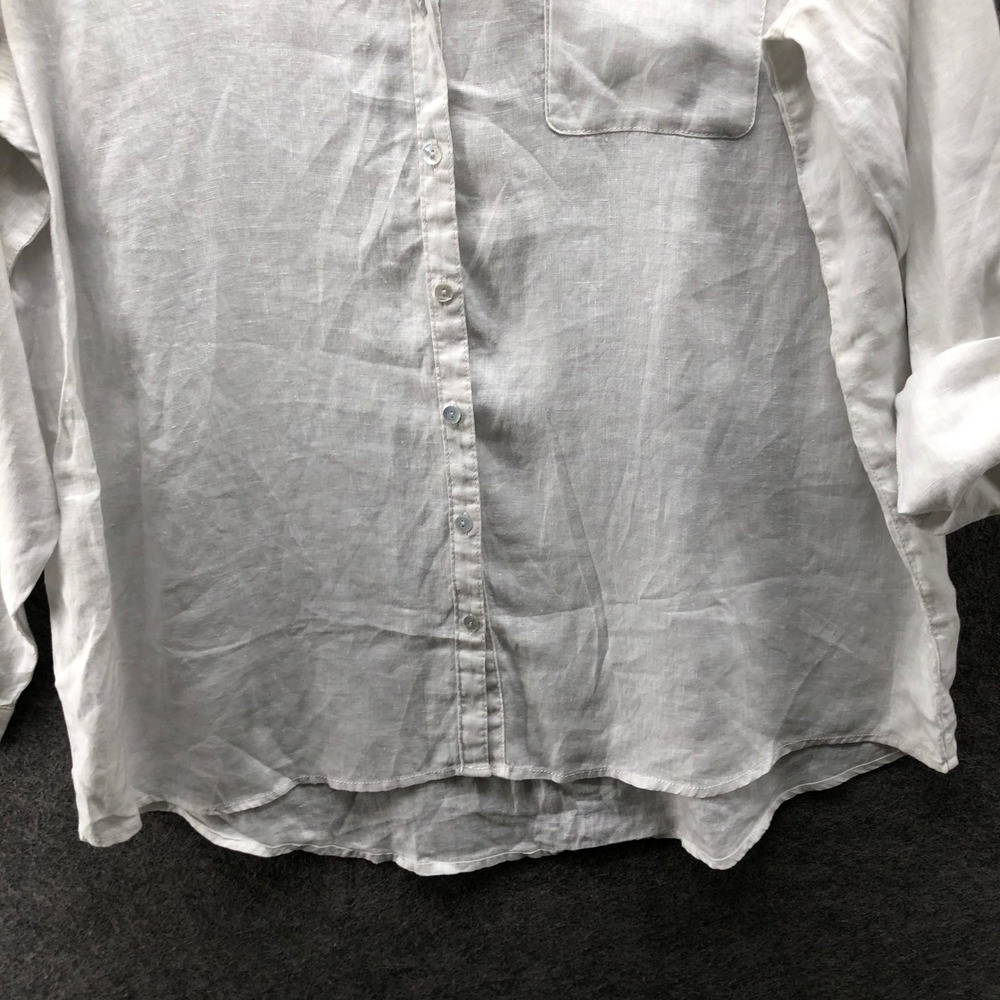 Sigrid Olsen 100% Linen Button Down Shirt Womens XL White Roll Tab Oversized - Picture 4 of 9